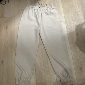 Cream high-waisted joggers